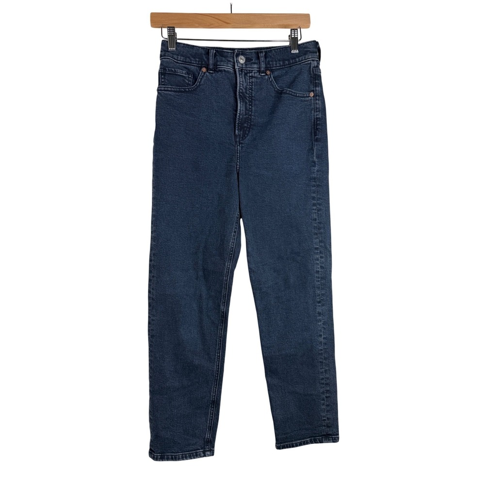 Express Women's Super High Rise Mom Jeans Size 0 Blue